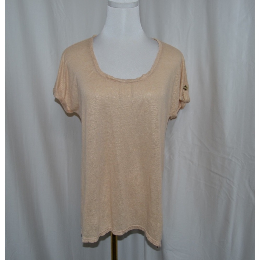 Lilly Pulitzer Inara Sand‎ Dune Gold Shimmer Linen Top Size M